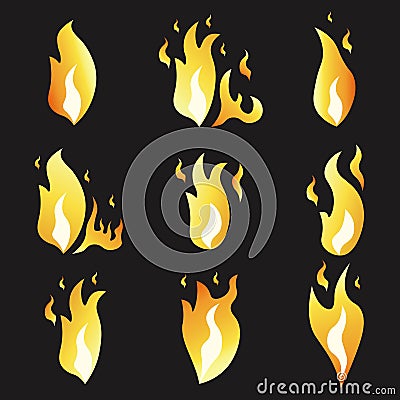 Set of animation fire and illustration various . Cartoon flat style. Vector Illustration