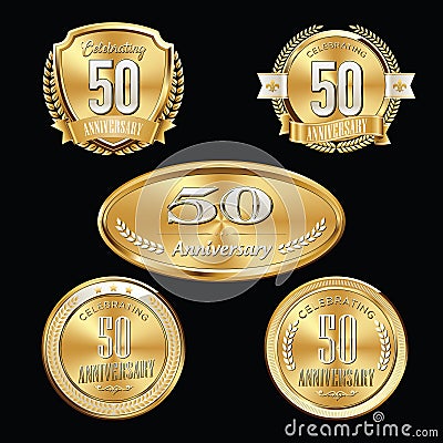 50th Anniversary emblems set Vector Illustration