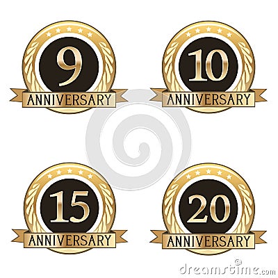 Set Of Anniversary Seals Stock Photo