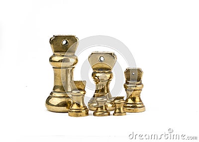 A set of antiques brass imperial weights Stock Photo