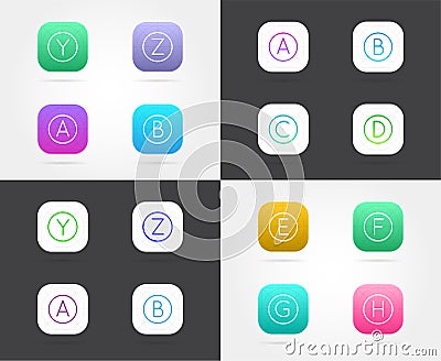 Set of App Icon Templates with Guidelines. Vector Fresh Colour Vector Illustration