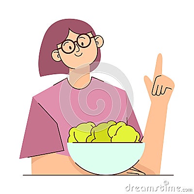 Woman vegetarian for World Vegan Day Vector Illustration