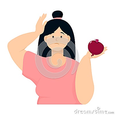 Woman vegetarian with beet Vector Illustration