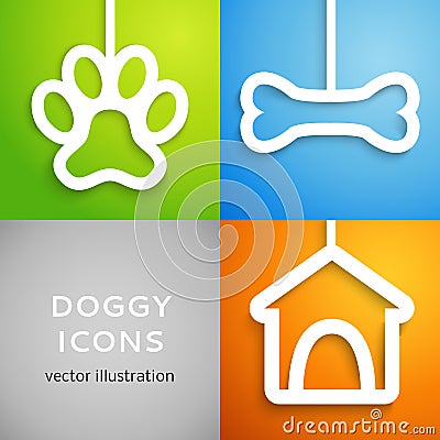 Set of applique doggy icons. Vector illustration Vector Illustration