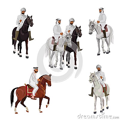 Set of arabian riders Vector Illustration