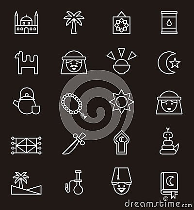 Set of Arabic culture web icons Vector Illustration