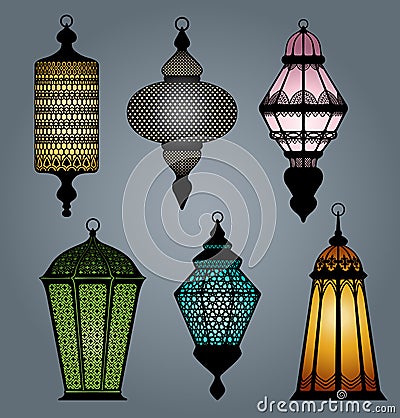 Set of arabic lantern part 1 Stock Photo