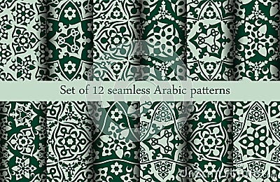 Set of 12 Arabic patterns Vector Illustration