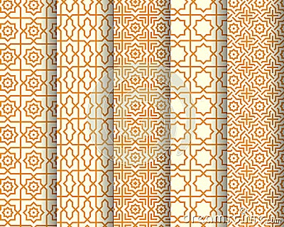 Set of Arabic seamless patterns Vector Illustration