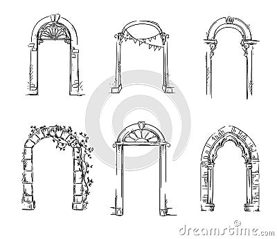 Set of arches. Architectural detail Cartoon Illustration