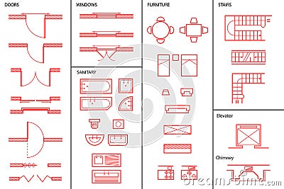 Set of Architectural Symbols Vector Illustration