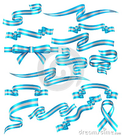 Set of Argentinean Ribbons Vector Illustration