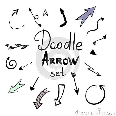 Set of arrow doodle on white background Cartoon Illustration