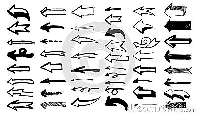 Set Of Arrow Doodles. Vector Illustration. Isolated On White Background Stock Photo