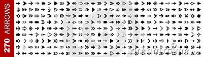 Set 270 arrow icon. Collection different arrows sign. Black vector arrows icons â€“ vector Vector Illustration