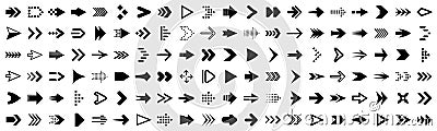 Set arrow icons. Collection different arrows sign. Black vector arrows cursor direction icons - vector Vector Illustration