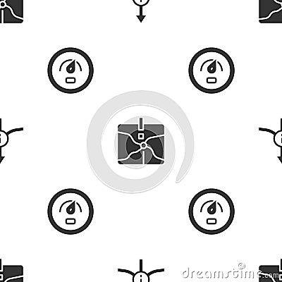 Set Arrow, Intersection point and Digital speed meter on seamless pattern. Vector Vector Illustration