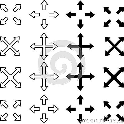 Set of arrows pointing to different directions Vector Illustration