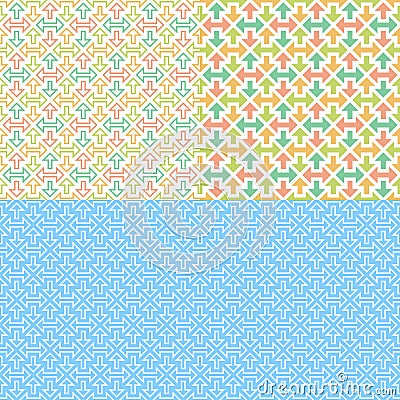 Set of 3 arrows seamless patterns Vector Illustration