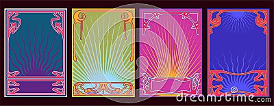 Psychedelic Colors Art Nouveau Frames Stock Photo