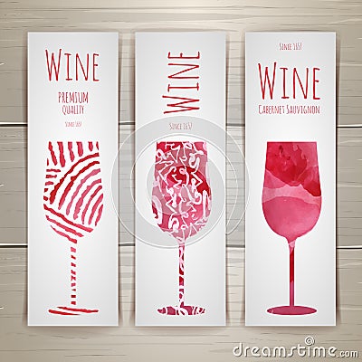 Set of art wine banners and labels Vector Illustration