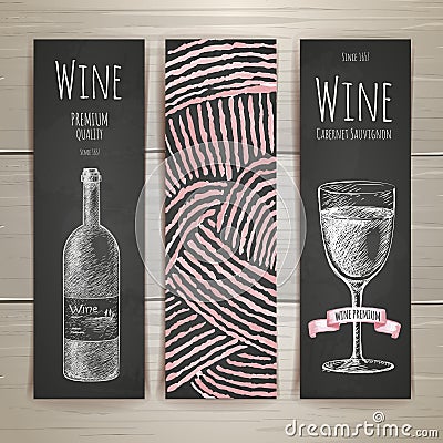 Set of art wine banners and labels design. Vector Illustration