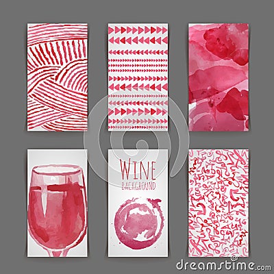 Set of art wine cards and labels Vector Illustration