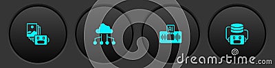 Set Artificial intelligence robot, Network cloud connection, AI and icon. Vector Stock Photo