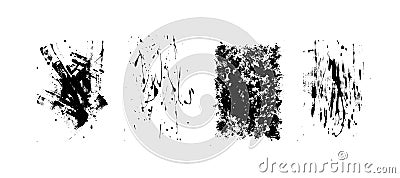 Set of artistic black grunge backgrounds. Vector texture. Dirty artistic design element. Brush stroke, splatter. Vector Illustration