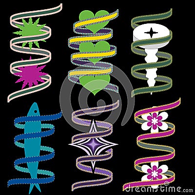 Set of artistic vector multiple coils with shapes Vector Illustration