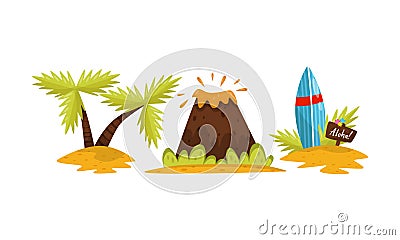 Set of attributes of tropical relaxation. Vector illustration. Vector Illustration