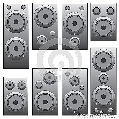 Set of audio speakers. Vector Illustration