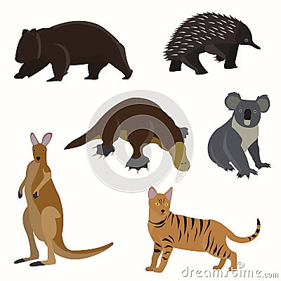 Set of australian animals. Vector Illustration