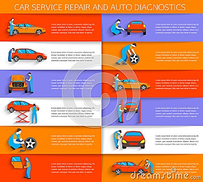 Set of auto mechanic car service repair Vector Illustration