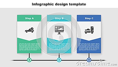 Set Auto service check automotive, Diagnostics condition of car and Car transporter truck. Business infographic template Vector Illustration