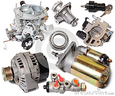 Set of auto spare parts Stock Photo