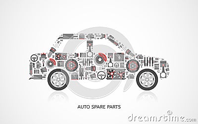 Set of auto spare parts Vector Illustration