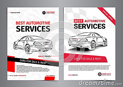 Set of AUTOMOTIVE SERVICES layout templates, cars for sale Vector Illustration