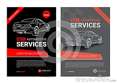 Set of AUTOMOTIVE SERVICES layout templates, cars for sale Vector Illustration