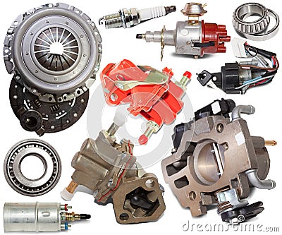 Set of automotive spare parts Stock Photo