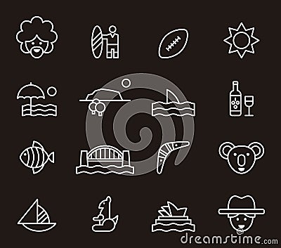 Set of Australia icons Vector Illustration