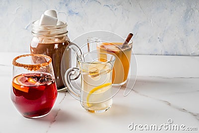 Set of 4 autumn drinks Stock Photo