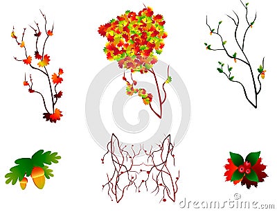 Set of autumn Vector Illustration