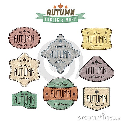 Set of autumn sales related vintage labels Vector Illustration