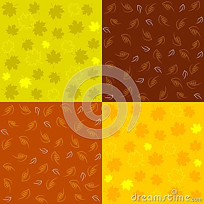Set of Autumn Seamless Patterns Vector Illustration
