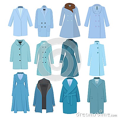 Set of autumn winter models female coat. Vector illustration Vector Illustration