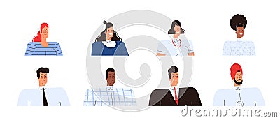 Set of avatars for business people. Team of different nationalities Vector Illustration