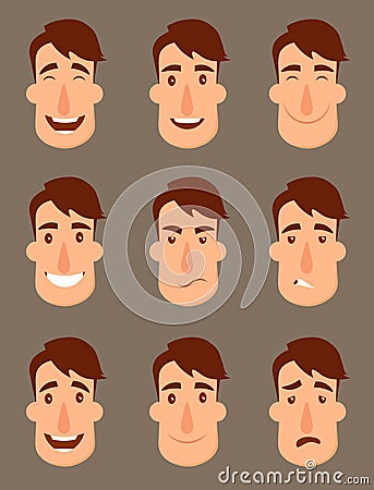 Set of avatars. Male characters. Vector Illustration