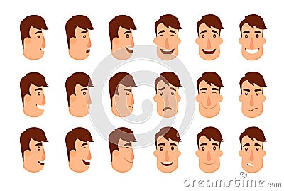 Set of avatars. Male characters. Vector Illustration