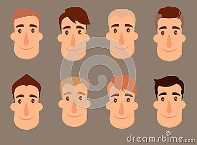 Set of avatars. Male characters. Vector Illustration